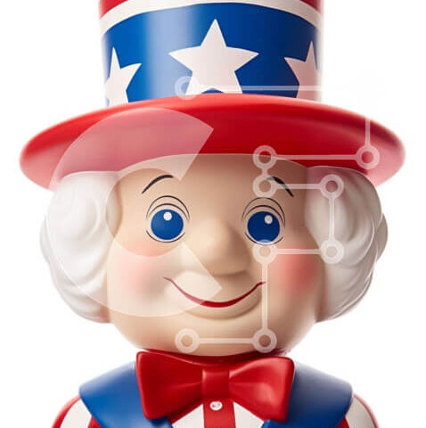 Intra Συλλεκτικό Ξύλινο Παζλ Plywood  4mm - Ειδώλιο παιχνιδιών με ενδυμασία αμερικανικής σημαίας Σε Ξύλινο Κουτί - Διαστάσεις: 10x10 cm – 25 κομμάτια - Image 1