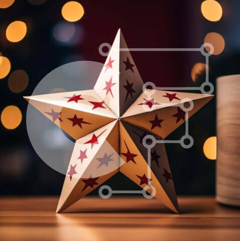 Intra Συλλεκτικό Ξύλινο Παζλ Plywood  4mm - Γιορτινή διακόσμηση σε σχήμα αστεριού Σε Ξύλινο Κουτί - Διαστάσεις Puzzle: 10x10 cm – 25 κομμάτια - Image 1