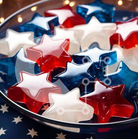 Intra Συλλεκτικό Ξύλινο Παζλ Plywood  4mm - American Flag Gummy Bear Stars για τον εορτασμό της 4ης Ιουλίου Σε Ξύλινο Κουτί - Διαστάσεις: 10x10 cm – 25 κομμάτια - Image 1