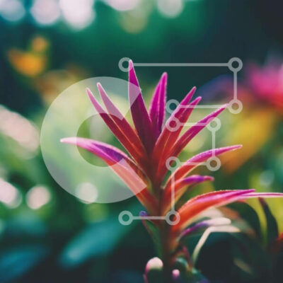 Intra Συλλεκτικό Ξύλινο Παζλ Plywood  4mm - Ζωντανό λουλούδι με πράσινα φύλλα Σε Ξύλινο Κουτί - Διαστάσεις: 10x10 cm – 25 κομμάτια - Image 1