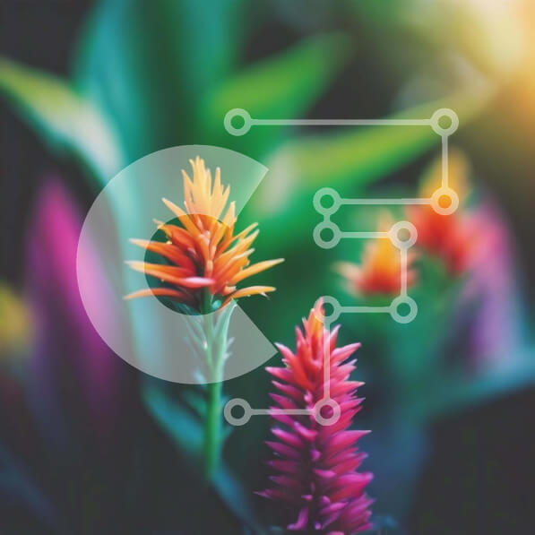 Intra Συλλεκτικό Ξύλινο Παζλ Plywood  4mm - Κοντινό πλάνο με έντονα χρωματισμένα λουλούδια Σε Ξύλινο Κουτί - Διαστάσεις: 10x10 cm – 25 κομμάτια