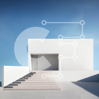 Intra Συλλεκτικό Ξύλινο Παζλ Plywood 4mm - Λευκό κτίριο με σκαλοπάτια και ανοιχτή πόρτα Σε Ξύλινο Κουτί - Διαστάσεις Puzzle: 10x10 cm – 25 κομμάτια - Image 1