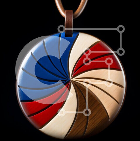 Intra Συλλεκτικό Ξύλινο Παζλ Plywood 4mm - Κυκλικό Ξύλινο Μενταγιόν με Κόκκινο, Μπλε και Λευκό Χρώματα Σε Ξύλινο Κουτί - Διαστάσεις Puzzle: 10x10 cm – 25 κομμάτια - Image 1