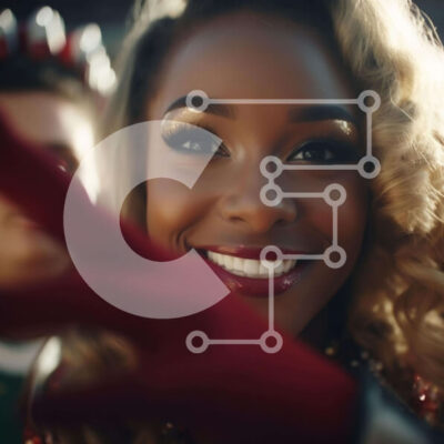 Intra Συλλεκτικό Ξύλινο Παζλ Plywood  4mm - Γυναίκα που χαμογελά και κρατά το τηλέφωνο με τα κόκκινα γάντια Σε Ξύλινο Κουτί - Διαστάσεις Puzzle: 10x10 cm – 25 κομμάτια - Image 1