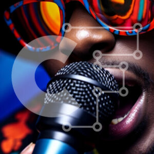 Intra Συλλεκτικό Ξύλινο Παζλ Plywood  4mm - Άνδρας που τραγουδά με πολύχρωμα γυαλιά ηλίου και μεγάλο καπέλο Σε Ξύλινο Κουτί - Διαστάσεις Puzzle: 10x10 cm – 25 κομμάτια