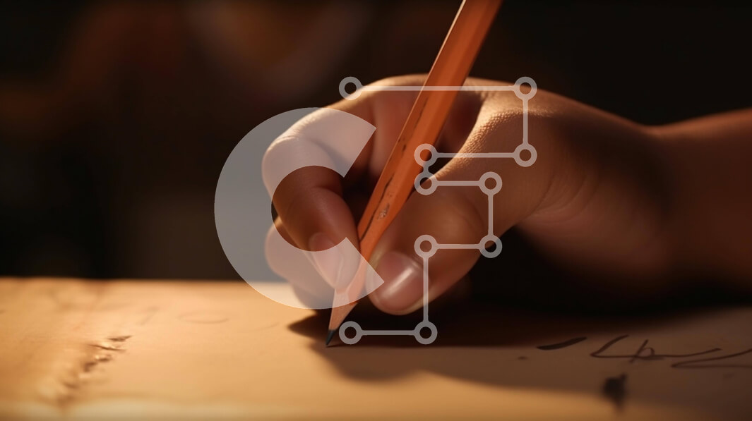 Intra Συλλεκτικό Ξύλινο Παζλ Plywood  4mm - Συνεργατική γραφή με πορτοκαλί μολύβι Σε Ξύλινο Κουτί - Διαστάσεις Puzzle: 10x10 cm – 25 κομμάτια