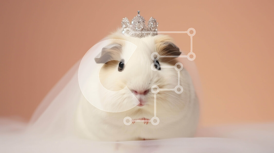 Intra Συλλεκτικό Ξύλινο Παζλ Plywood  4mm - Κομψό λευκό ινδικό χοιρίδιο με τιάρα γάμου Σε Ξύλινο Κουτί - Διαστάσεις Puzzle: 10x10 cm – 25 κομμάτια