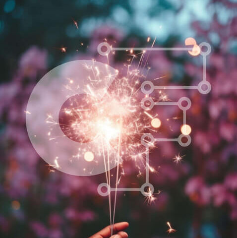 Intra Συλλεκτικό Ξύλινο Παζλ Plywood 4mm - Άτομο που γιορτάζει με το βεγγαλικό και τα λουλούδια Σε Ξύλινο Κουτί - Διαστάσεις: 10x10 cm – 25 κομμάτια - Image 1