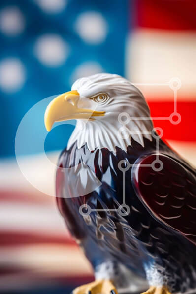 Intra Συλλεκτικό Ξύλινο Παζλ Plywood  4mm - Ειδώλιο αετού με αμερικανική σημαία Σε Ξύλινο Κουτί - Διαστάσεις: 10x10 cm – 25 κομμάτια