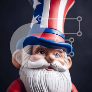 Intra Συλλεκτικό Ξύλινο Παζλ Plywood  4mm - Αμερικανικό Άγαλμα Gnome με πατριωτική ενδυμασία Σε Ξύλινο Κουτί - Διαστάσεις Puzzle: 10x10 cm – 25 κομμάτια