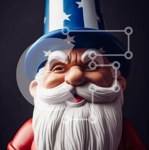 Intra Συλλεκτικό Ξύλινο Παζλ Plywood  4mm - Αμερικάνικο Άγαλμα Gnome με πατριωτικά χρώματα Σε Ξύλινο Κουτί - Διαστάσεις: 10x10 cm – 25 κομμάτια - Image 1