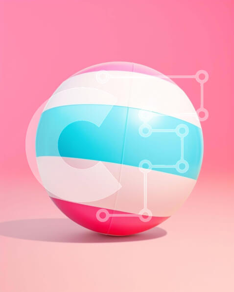 Intra Συλλεκτικό Ξύλινο Παζλ Plywood  4mm - Πολύχρωμη μπάλα παραλίας σε ροζ φόντο Σε Ξύλινο Κουτί - Διαστάσεις Puzzle: 10x10 cm – 25 κομμάτια