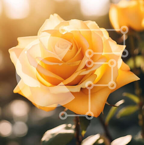 Intra Συλλεκτικό Ξύλινο Παζλ Plywood  4mm - Ανθισμένο κίτρινο τριαντάφυλλο σε έναν κήπο Σε Ξύλινο Κουτί - Διαστάσεις: 10x10 cm – 25 κομμάτια - Image 1