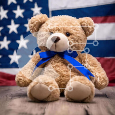 Intra Συλλεκτικό Ξύλινο Παζλ Plywood 4mm - Πατριωτικό αρκουδάκι με αμερικανική σημαία Σε Ξύλινο Κουτί - Διαστάσεις: 10x10 cm – 25 κομμάτια - Image 1