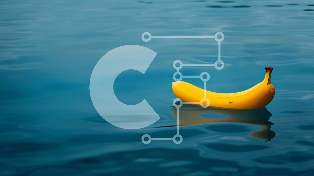 Intra Συλλεκτικό Ξύλινο Παζλ Plywood  4mm - Κίτρινη μπανάνα που επιπλέει στο μπλε νερό Σε Ξύλινο Κουτί - Διαστάσεις: 10x10 cm – 25 κομμάτια