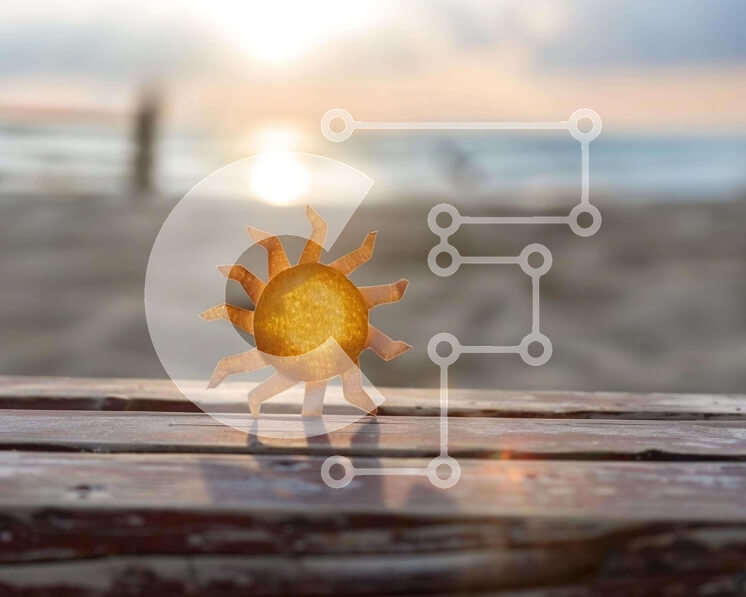 Intra Συλλεκτικό Ξύλινο Παζλ Plywood  4mm - Μικρός ήλιος σε ξύλινο πάγκο δίπλα στην παραλία Σε Ξύλινο Κουτί - Διαστάσεις: 10x10 cm – 25 κομμάτια