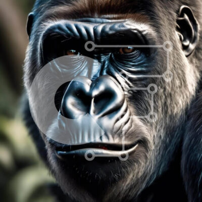 Intra Συλλεκτικό Ξύλινο Παζλ Plywood  4mm - Κοντινό πλάνο του ενήλικα γορίλα που κοιτάζει την κάμερα Σε Ξύλινο Κουτί - Διαστάσεις: 10x10 cm – 25 κομμάτια - Image 1