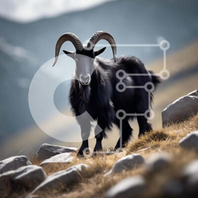 Intra Συλλεκτικό Ξύλινο Παζλ Plywood  4mm - Ορεινή κατσίκα που στέκεται σε βράχους και ογκόλιθους Σε Ξύλινο Κουτί - Διαστάσεις: 10x10 cm – 25 κομμάτια - Image 1