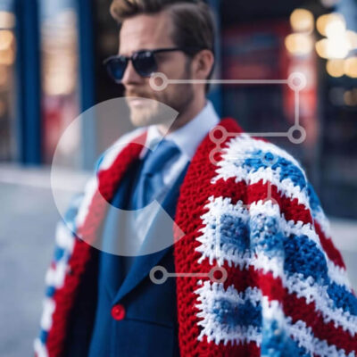 Intra Συλλεκτικό Ξύλινο Παζλ Plywood  4mm - Κομψός άντρας με κροσέ ζακέτα και γυαλιά ηλίου Σε Ξύλινο Κουτί - Διαστάσεις Puzzle: 10x10 cm – 25 κομμάτια - Image 1