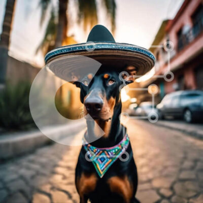 Intra Συλλεκτικό Ξύλινο Παζλ Plywood  4mm - Ντόμπερμαν στο Σόμπρερο Σε Ξύλινο Κουτί - Διαστάσεις: 10x10 cm – 25 κομμάτια - Image 1