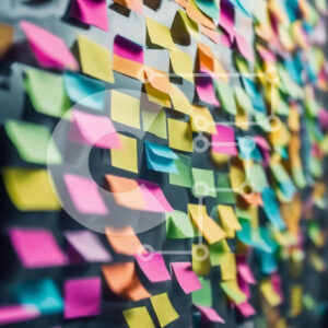 Intra Συλλεκτικό Ξύλινο Παζλ Plywood  4mm - Πολύχρωμες Post-It σημειώσεις σε έναν τοίχο Σε Ξύλινο Κουτί - Διαστάσεις: 10x10 cm – 25 κομμάτια