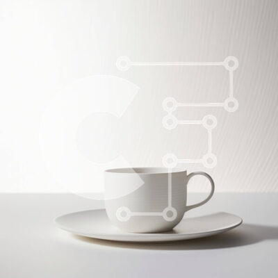 Intra Συλλεκτικό Ξύλινο Παζλ Plywood 4mm - Λευκό φλιτζάνι, πιατάκι και πιάτο στο τραπέζι Σε Ξύλινο Κουτί - Διαστάσεις: 10x10 cm – 25 κομμάτια - Image 1