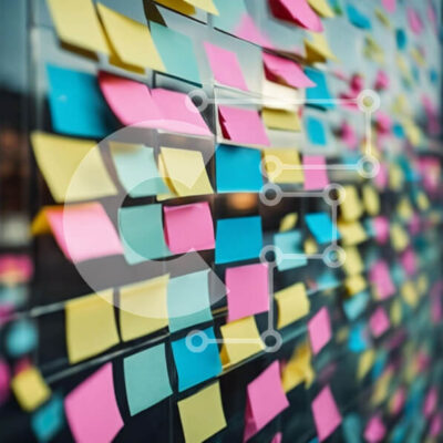 Intra Συλλεκτικό Ξύλινο Παζλ Plywood  4mm - Πολύχρωμες Post-It σημειώσεις σε έναν τοίχο Σε Ξύλινο Κουτί - Διαστάσεις Puzzle: 10x10 cm – 25 κομμάτια - Image 1