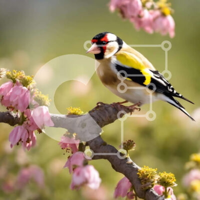 Intra Συλλεκτικό Ξύλινο Παζλ Plywood  4mm - Γοητευτικό πουλί σκαρφαλωμένο σε κλαδί ροζ λουλουδιών Σε Ξύλινο Κουτί - Διαστάσεις: 10x10 cm – 25 κομμάτια - Image 1