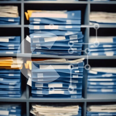 Intra Συλλεκτικό Ξύλινο Παζλ Plywood  4mm - Τακτοποιημένοι μπλε φάκελοι αρχείων Σε Ξύλινο Κουτί - Διαστάσεις Puzzle: 10x10 cm – 25 κομμάτια - Image 1