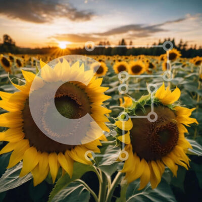 Intra Συλλεκτικό Ξύλινο Παζλ Plywood  4mm - Ηλιοτρόπια στο ηλιοβασίλεμα σε ένα χωράφι Σε Ξύλινο Κουτί - Διαστάσεις: 10x10 cm – 25 κομμάτια - Image 1