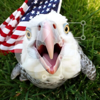 Intra Συλλεκτικό Ξύλινο Παζλ Plywood  4mm - Λευκός αετός με αμερικανική σημαία στο γρασίδι Σε Ξύλινο Κουτί - Διαστάσεις: 10x10 cm – 25 κομμάτια - Image 1