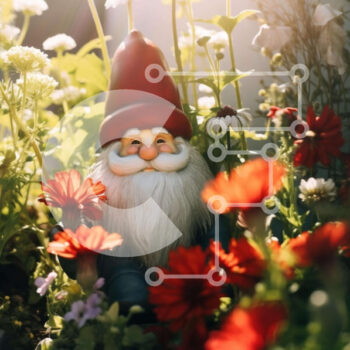 Intra Συλλεκτικό Ξύλινο Παζλ Plywood  4mm - Άγαλμα Gnome ανάμεσα στα λουλούδια Σε Ξύλινο Κουτί - Διαστάσεις: 10x10 cm – 25 κομμάτια - Image 1