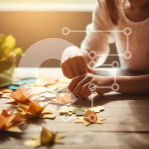 Intra Συλλεκτικό Ξύλινο Παζλ Plywood  4mm - Νεαρό κορίτσι που δημιουργεί λουλούδια από χαρτί Σε Ξύλινο Κουτί - Διαστάσεις Puzzle: 10x10 cm – 25 κομμάτια