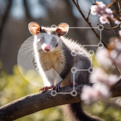 Intra Συλλεκτικό Ξύλινο Παζλ Plywood 4mm - Γκρι και λευκό ποσσού σε κλαδί δέντρου με ροζ λουλούδια Σε Ξύλινο Κουτί - Διαστάσεις: 10x10 cm – 25 κομμάτια - Image 1