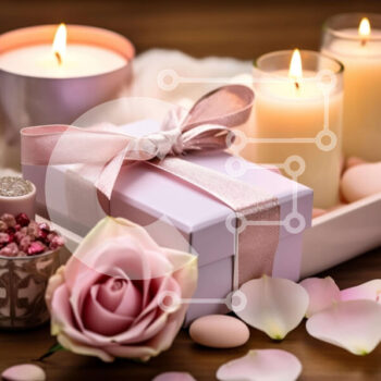 Intra Συλλεκτικό Ξύλινο Παζλ Plywood  4mm - Μπουκέτο με ροζ τριαντάφυλλα και κεριά Σε Ξύλινο Κουτί - Διαστάσεις Puzzle: 10x10 cm – 25 κομμάτια - Image 1