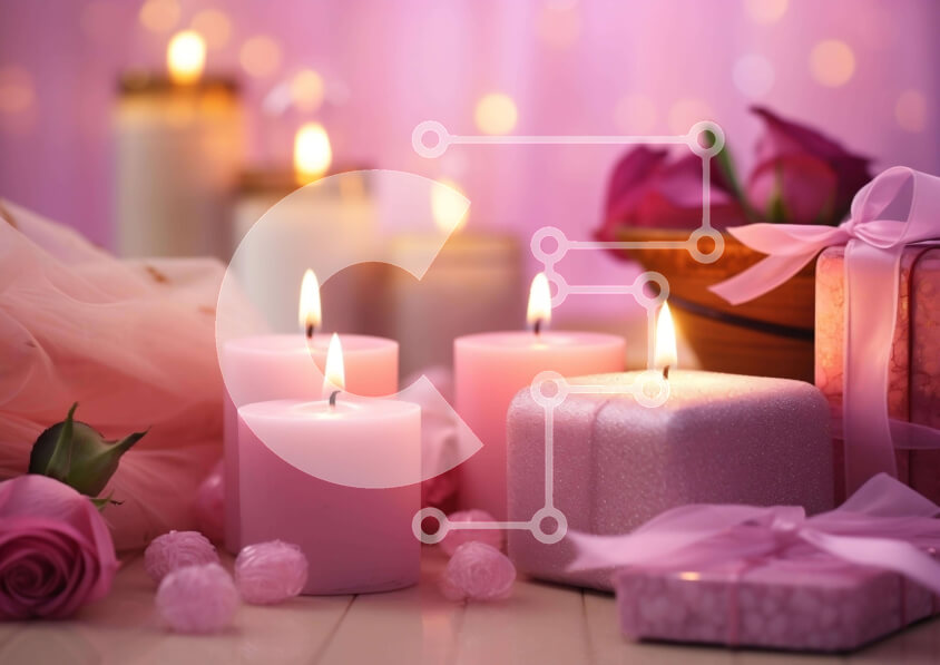 Intra Συλλεκτικό Ξύλινο Παζλ Plywood  4mm - Ρομαντικά κεριά, ροζ τριαντάφυλλα και κουτιά δώρων Σε Ξύλινο Κουτί - Διαστάσεις Puzzle: 10x10 cm – 25 κομμάτια