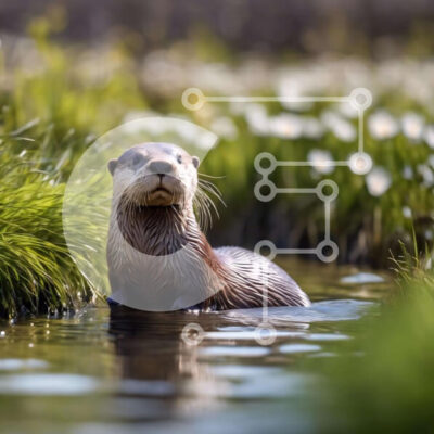 Intra Συλλεκτικό Ξύλινο Παζλ Plywood  4mm - Μικρή βίδρα στο νερό Σε Ξύλινο Κουτί - Διαστάσεις: 10x10 cm – 25 κομμάτια - Image 1