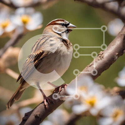 Intra Συλλεκτικό Ξύλινο Παζλ Plywood  4mm - Καφέ και λευκό πουλί στο κλαδί δέντρου Σε Ξύλινο Κουτί - Διαστάσεις: 10x10 cm – 25 κομμάτια - Image 1