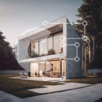 Intra Συλλεκτικό Ξύλινο Παζλ Plywood 4mm - Μοντέρνο σύγχρονο σπίτι σε καταπράσινο τοπίο Σε Ξύλινο Κουτί - Διαστάσεις Puzzle: 10x10 cm – 25 κομμάτια - Image 1