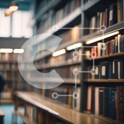 Intra Συλλεκτικό Ξύλινο Παζλ Plywood  4mm - Άδεια βιβλιοθήκη με άτομα που περιηγούνται σε βιβλία Σε Ξύλινο Κουτί - Διαστάσεις Puzzle: 10x10 cm – 25 κομμάτια - Image 1