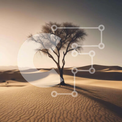 Intra Συλλεκτικό Ξύλινο Παζλ Plywood  4mm - Μοναχικό δέντρο στο τοπίο της ερήμου Σε Ξύλινο Κουτί - Διαστάσεις: 10x10 cm – 25 κομμάτια - Image 1