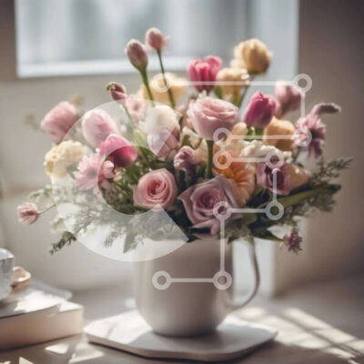 Intra Συλλεκτικό Ξύλινο Παζλ Plywood  4mm - Τραπέζι με λουλούδια σε βάζο, φλιτζάνι καφέ και βιβλία Σε Ξύλινο Κουτί - Διαστάσεις Puzzle: 10x10 cm – 25 κομμάτια - Image 1