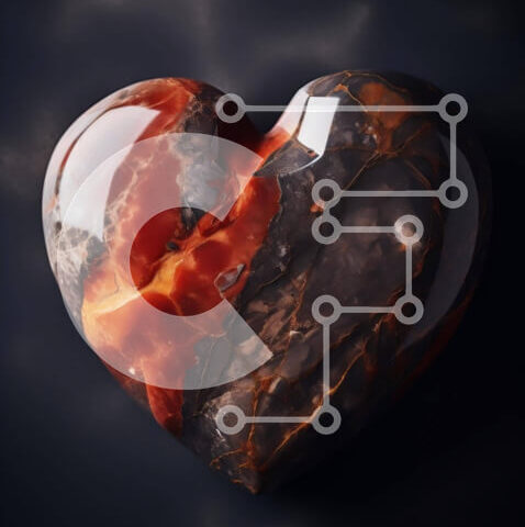 Intra Συλλεκτικό Ξύλινο Παζλ Plywood 4mm - Πέτρα σε σχήμα καρδιάς με κόκκινα και πορτοκαλί χρώματα Σε Ξύλινο Κουτί - Διαστάσεις Puzzle: 10x10 cm – 25 κομμάτια - Image 1