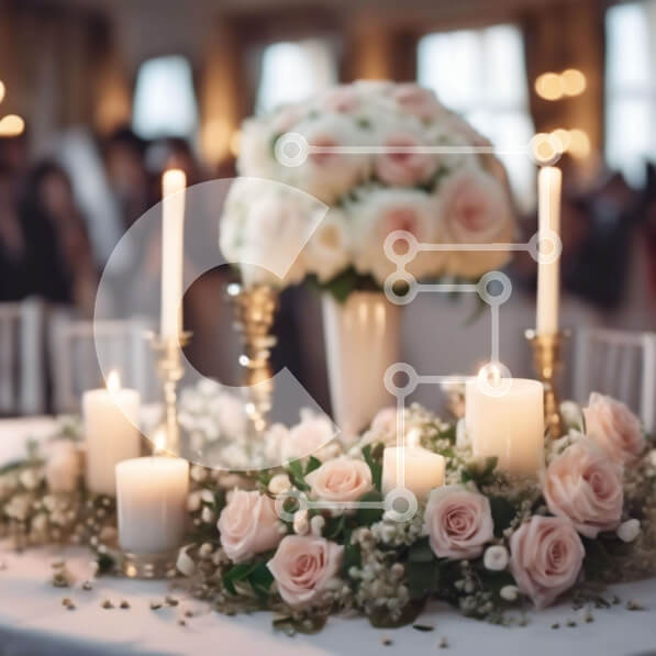 Intra Συλλεκτικό Ξύλινο Παζλ Plywood  4mm - Κομψό τραπέζι με ροζ τριαντάφυλλα και χρυσά κηροπήγια Σε Ξύλινο Κουτί - Διαστάσεις: 10x10 cm – 25 κομμάτια