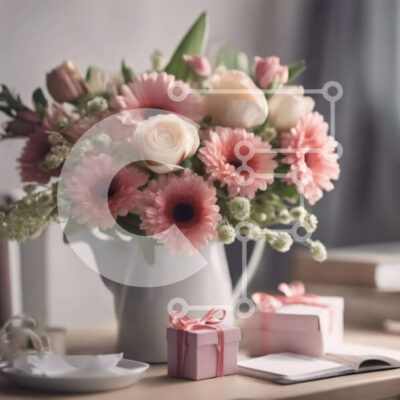 Intra Συλλεκτικό Ξύλινο Παζλ Plywood  4mm - Ανοιξιάτικα λουλούδια και δώρα Σε Ξύλινο Κουτί - Διαστάσεις Puzzle: 10x10 cm – 25 κομμάτια - Image 1