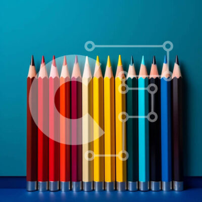 Intra Συλλεκτικό Ξύλινο Παζλ Plywood  4mm - Πολύχρωμα μολύβια σε μπλε φόντο Σε Ξύλινο Κουτί - Διαστάσεις: 10x10 cm – 25 κομμάτια - Image 1