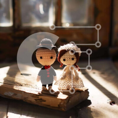 Intra Συλλεκτικό Ξύλινο Παζλ Plywood 4mm - Κροσέ κούκλες γάμου στο βιβλίο Σε Ξύλινο Κουτί - Διαστάσεις Puzzle: 10x10 cm – 25 κομμάτια - Image 1