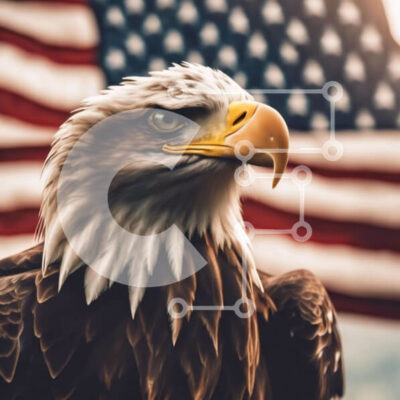 Intra Συλλεκτικό Ξύλινο Παζλ Plywood  4mm - Φαλακρός αετός με αμερικανική σημαία Σε Ξύλινο Κουτί - Διαστάσεις: 10x10 cm – 25 κομμάτια - Image 1