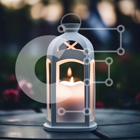 Intra Συλλεκτικό Ξύλινο Παζλ Plywood 4mm - Λευκό φανάρι με κερί σε τραπέζι εξωτερικού χώρου Σε Ξύλινο Κουτί - Διαστάσεις Puzzle: 10x10 cm – 25 κομμάτια - Image 1