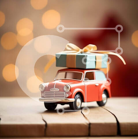 Intra Συλλεκτικό Ξύλινο Παζλ Plywood  4mm - Κόκκινο παιχνίδι αυτοκίνητο με κουτιά δώρων Σε Ξύλινο Κουτί - Διαστάσεις Puzzle: 10x10 cm – 25 κομμάτια - Image 1